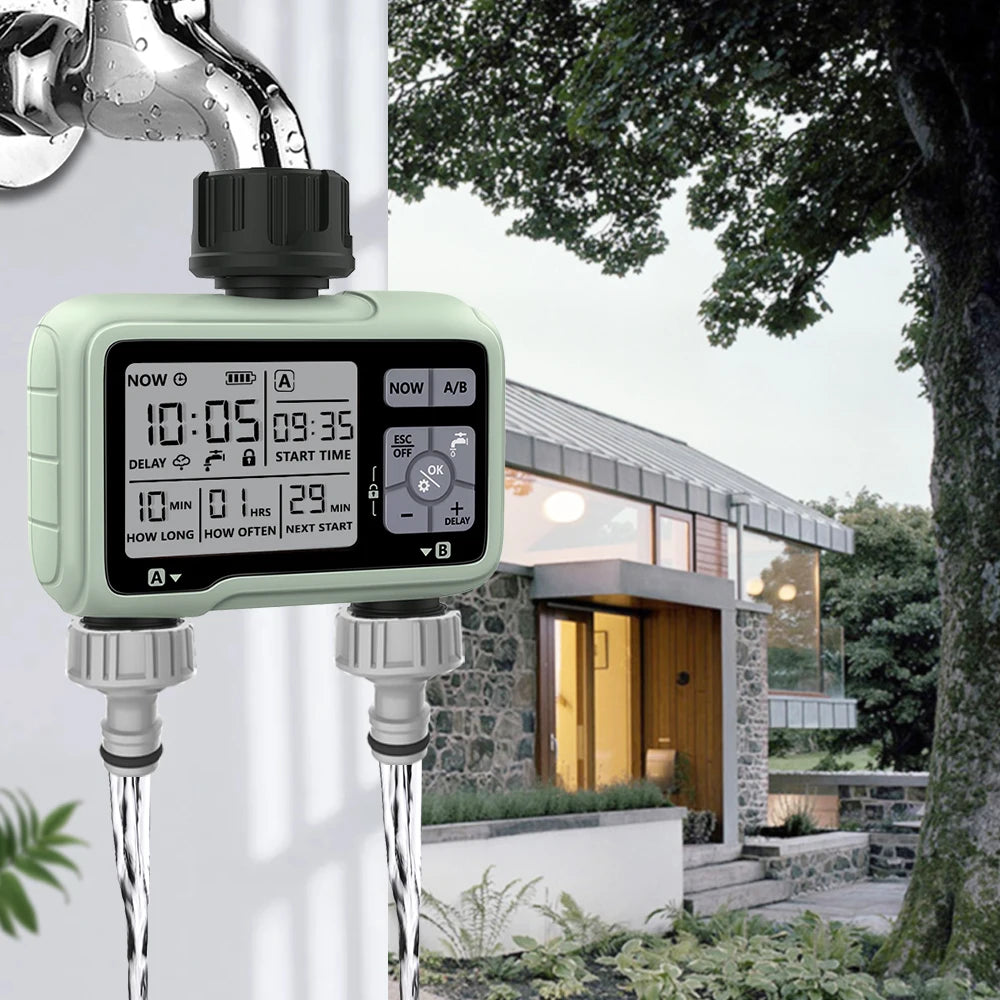 Automatic Garden Water Timer with Large LCD Display