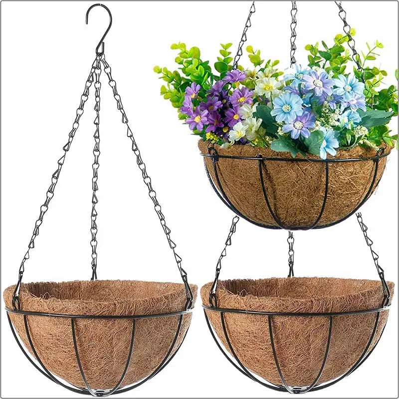 Metal Hanging Basket with Coconut Liner