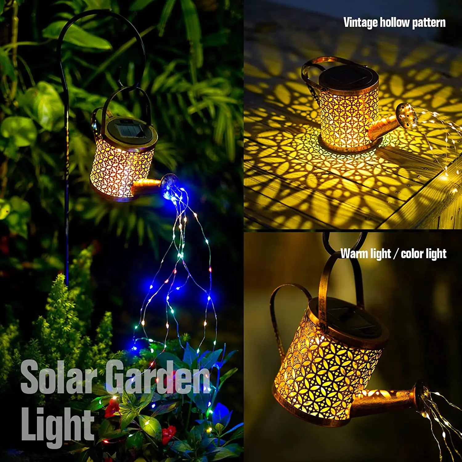 Solar Watering Can with Cascading Light Waterfall