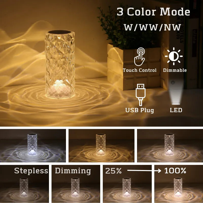 16-Color Crystal Table Lamp