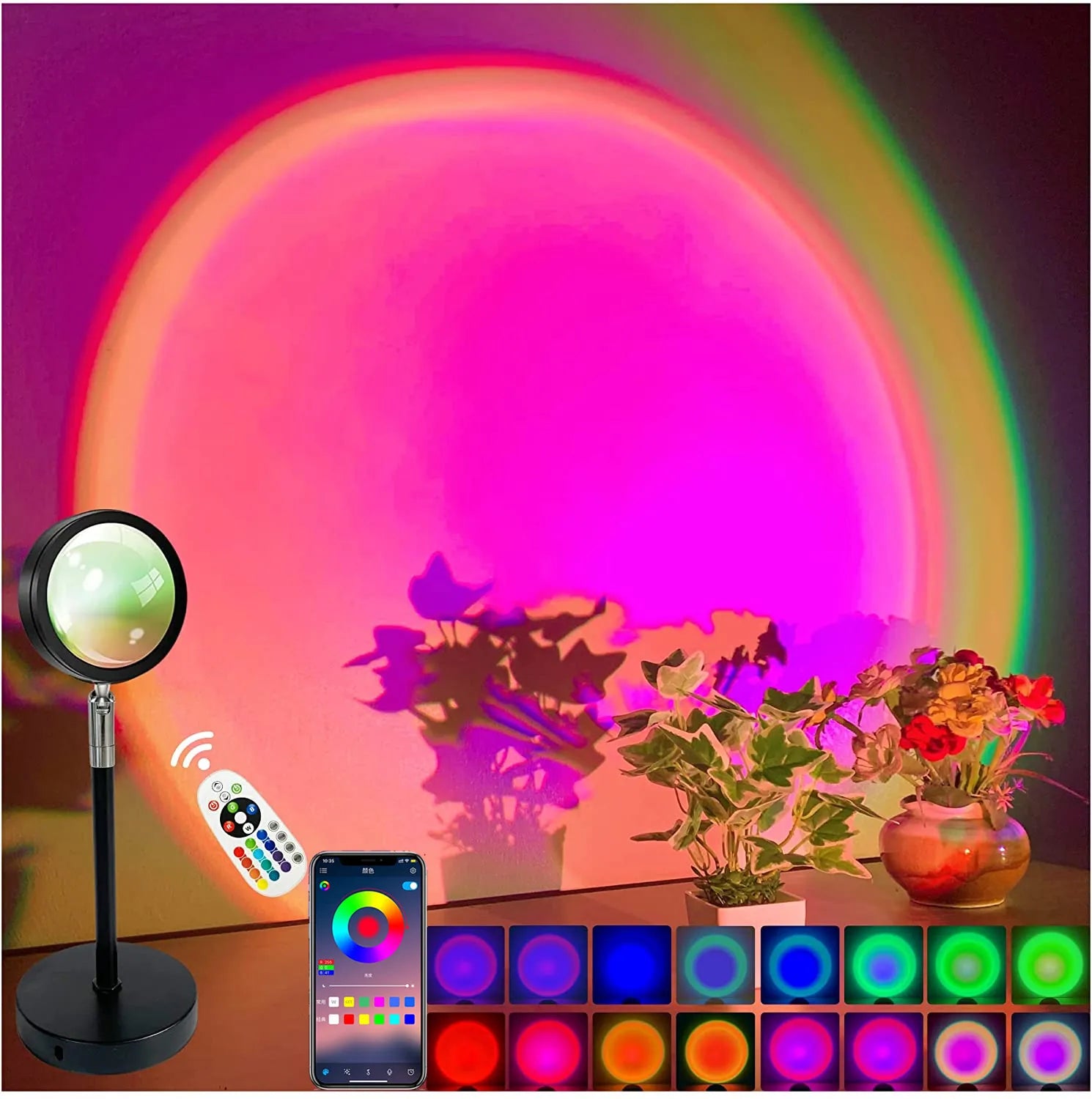 Bluetooth Night Light Rainbow Projector Lamp