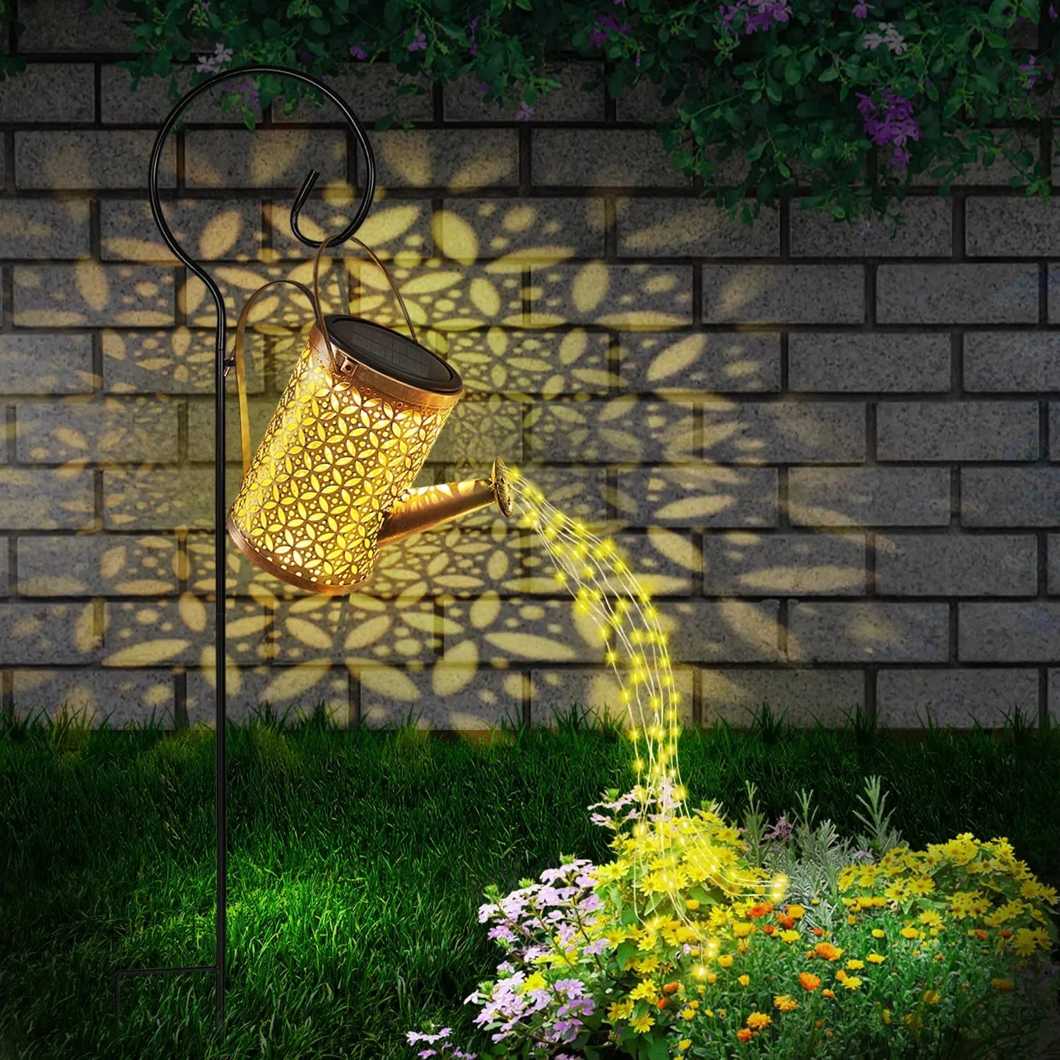 Solar Watering Can with Cascading Light Waterfall